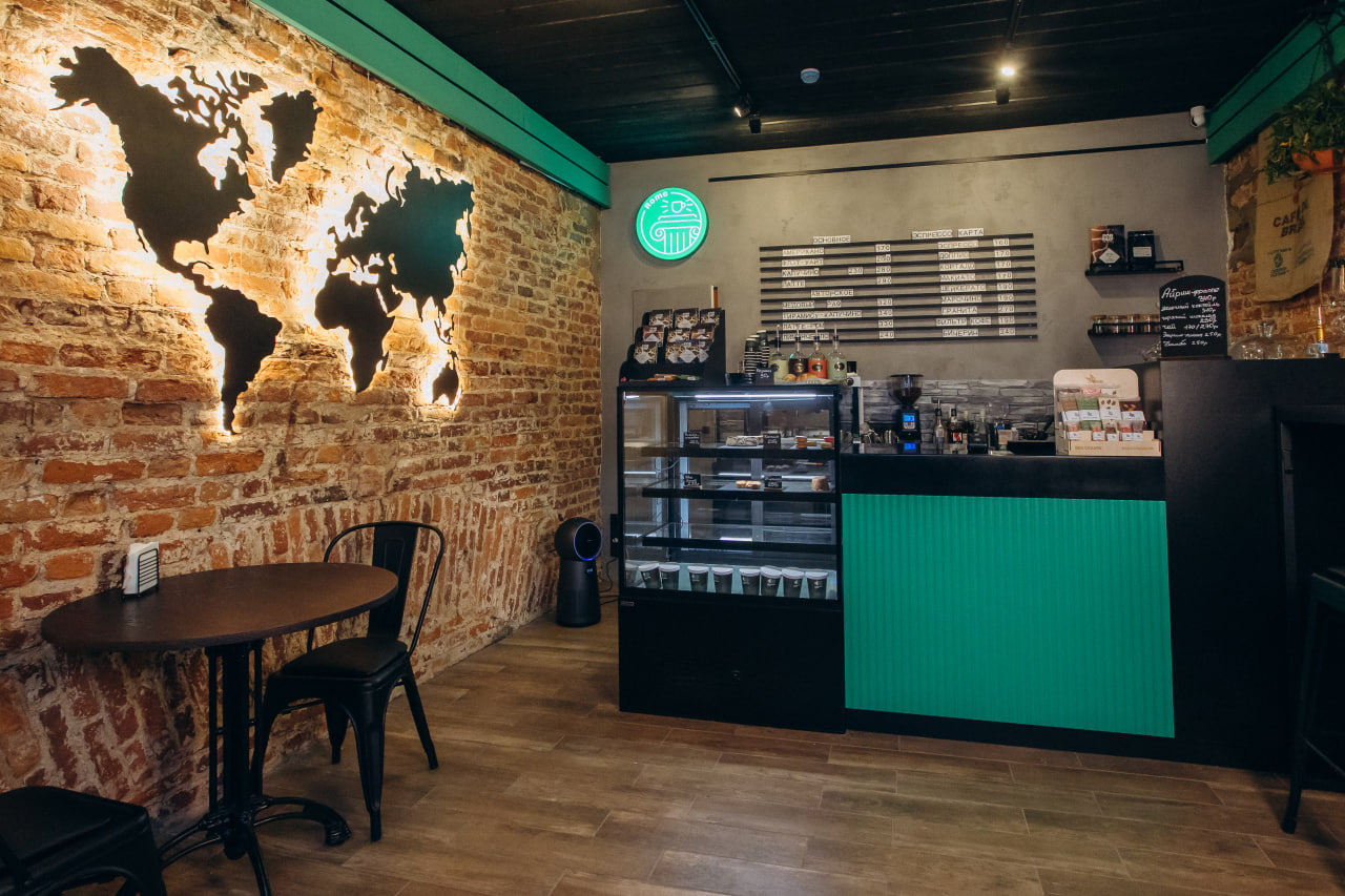 Кофейня география кофе интерьер